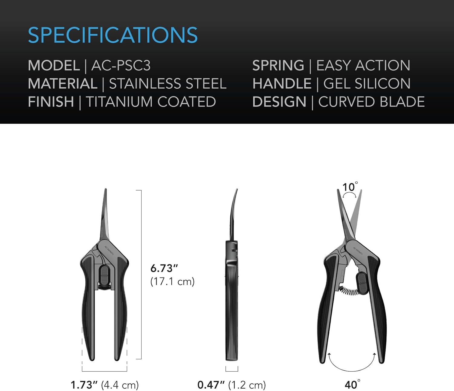 AC Infinity Curved Trimming Scissors