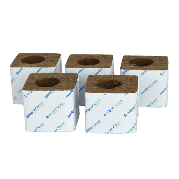 Speedgrow 75 x 75 x 65mm Earthwool hydroponic propagation cube with 38mm diameter x 35mm deep planting hole