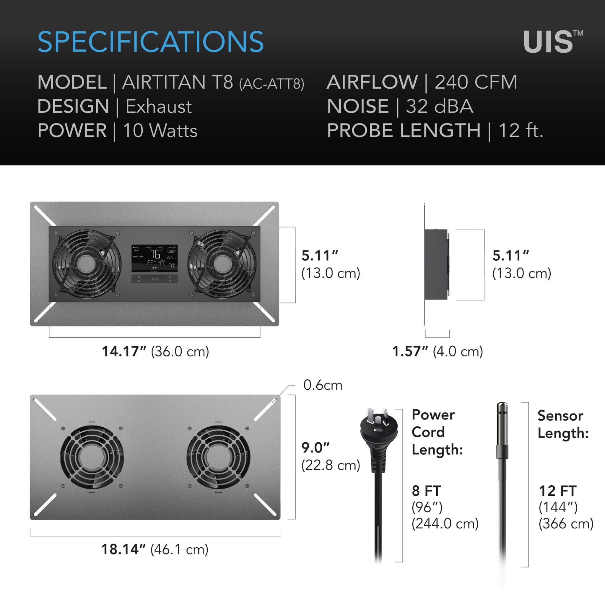 AC Infinity Air Titan T8 | Crawl Space and Basement Ventilator Fan | WiFi-Integrated Controls