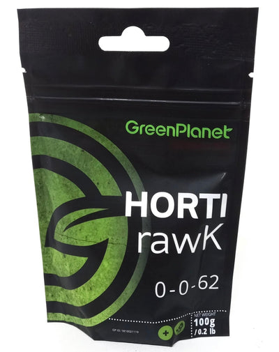 GreenPlanet HortiRawK 0-0-62 concentrated potassium flowering additive for increasing flower density, bulk and final harvest weight.