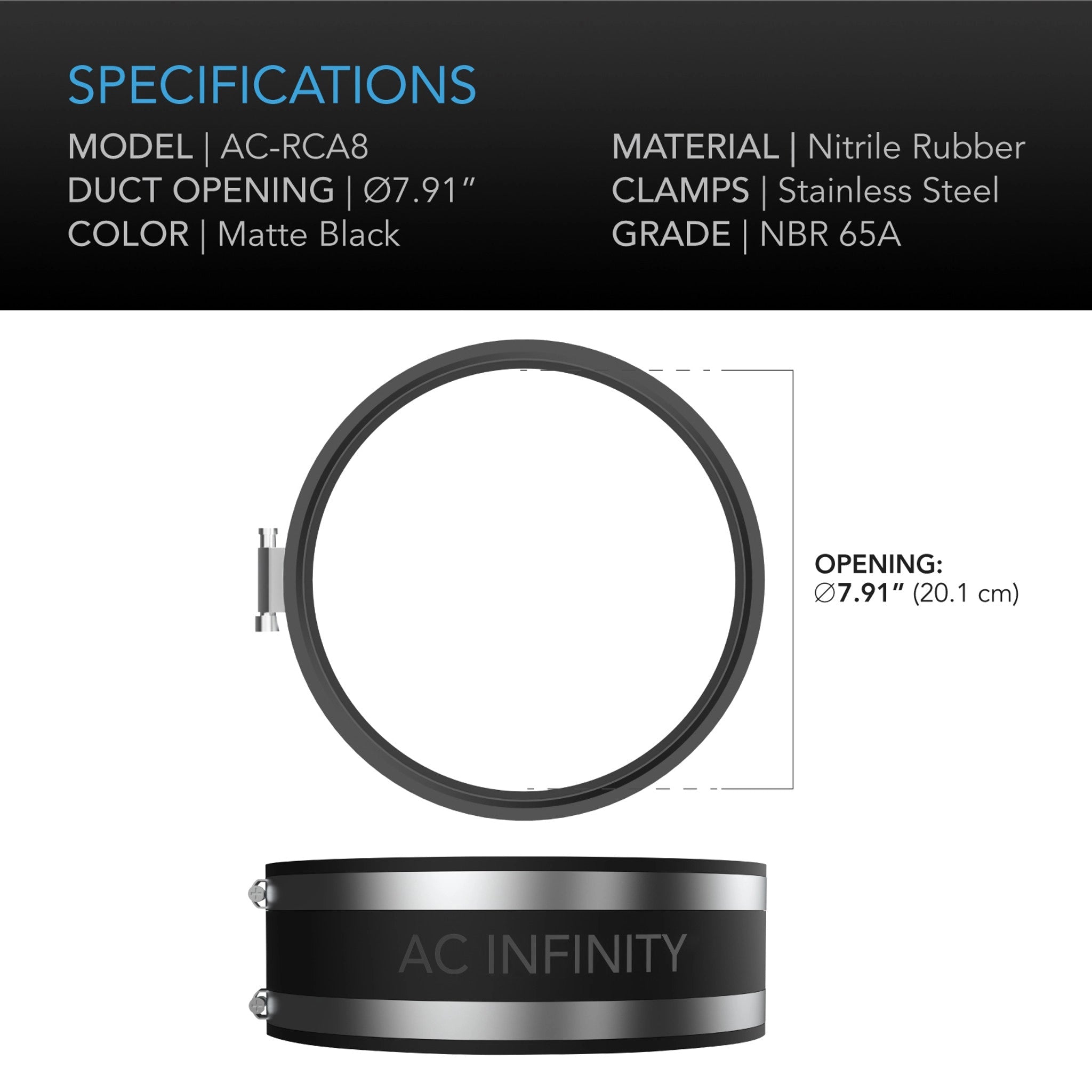 Noise Reduction Clamp, Duct Coupler with Stainless Steel Clamps