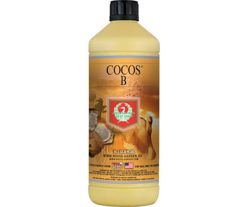 1L bottle of House & Garden Cocos B base nutrient for coco coir growing, supplying essential minerals for healthy plant growth and abundant flowering.