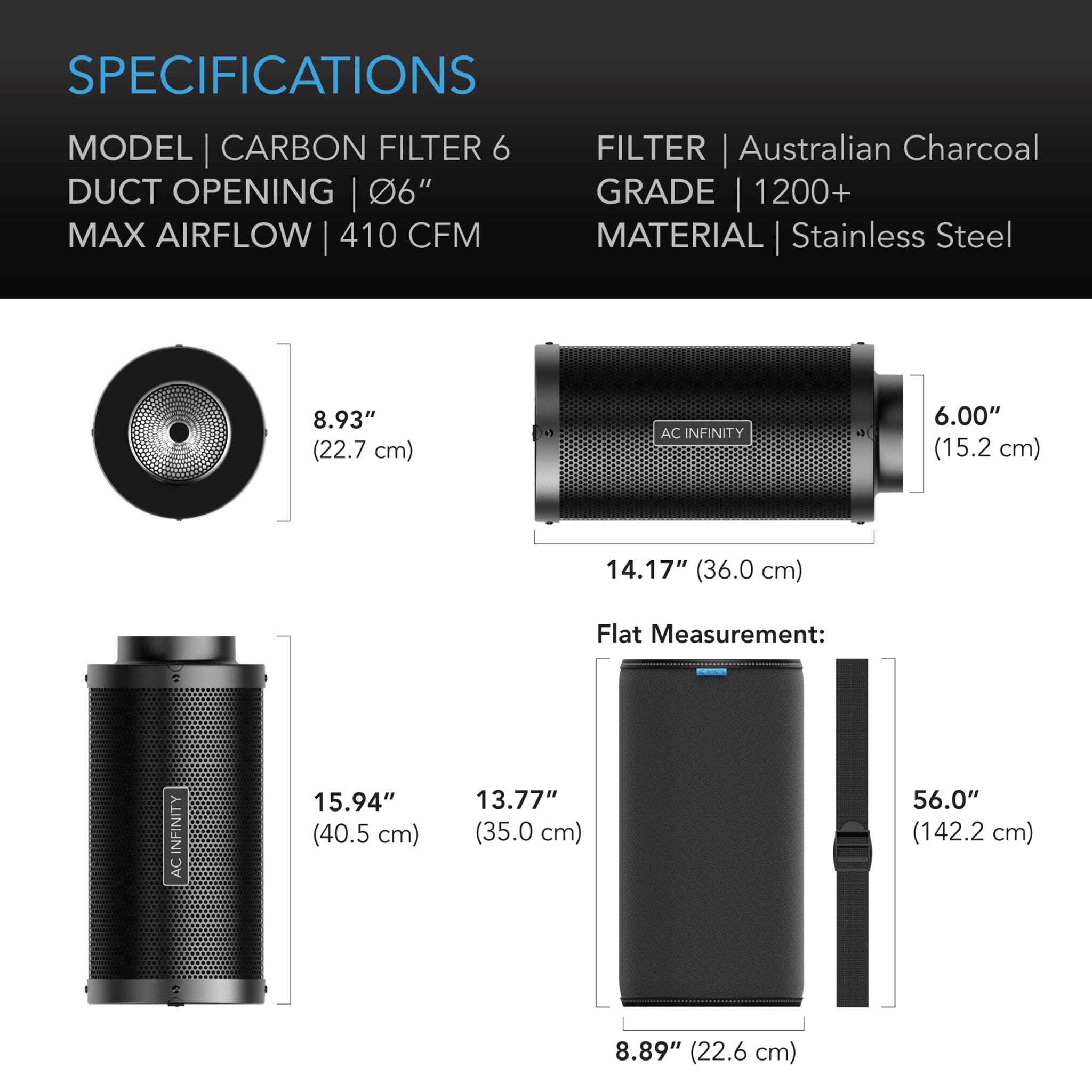 AC Infinity Australian Charcoal Duct Carbon Filter