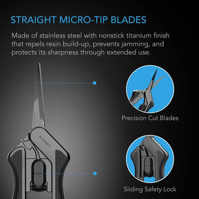 AC Infinity Stainless Steel Pruning Shear, Ergonomic Lightweight, 6.6” Straight Blades