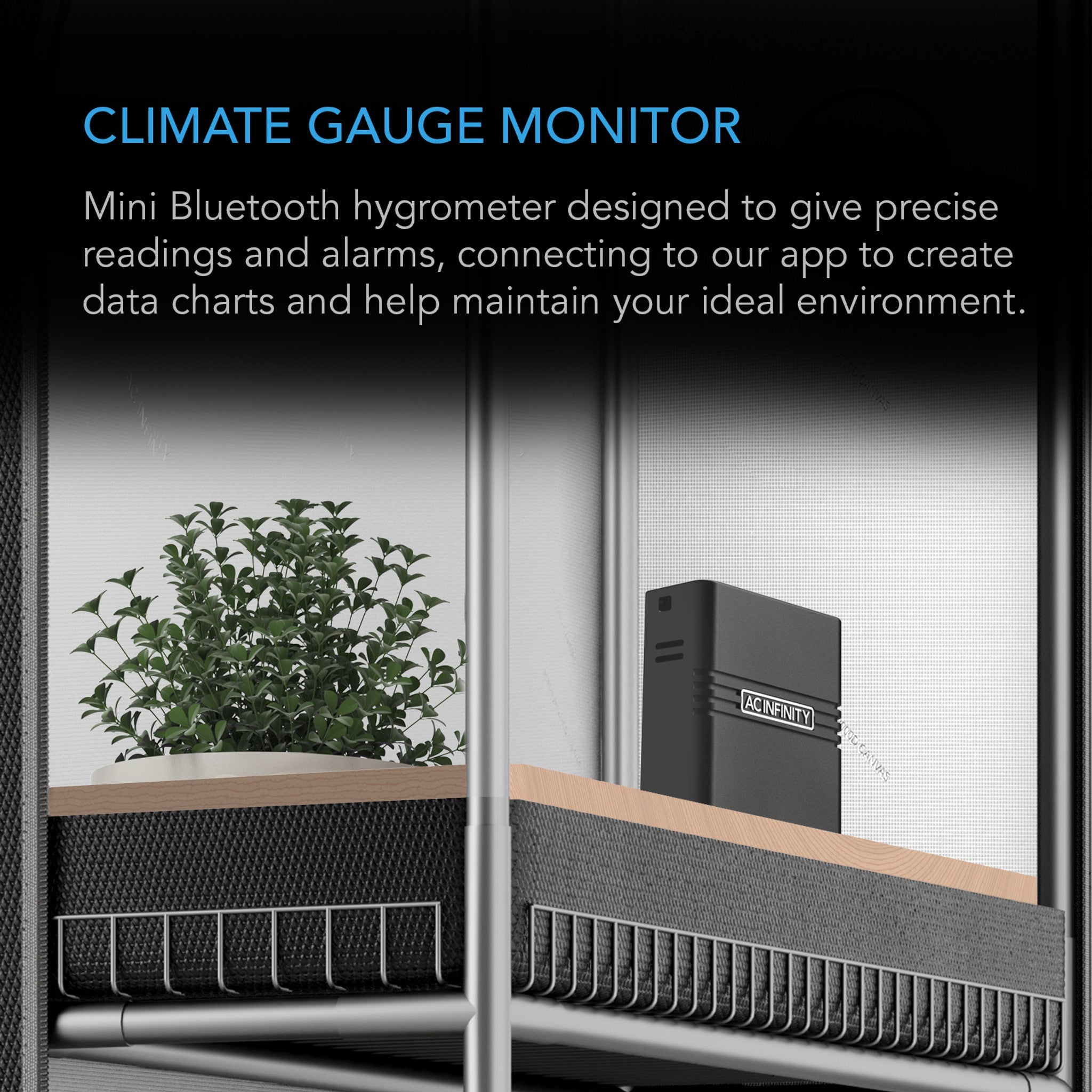 AC Infinity Cloudcom A2 | Mini Smart Thermo-Hygrometer | Integrated sensor probe