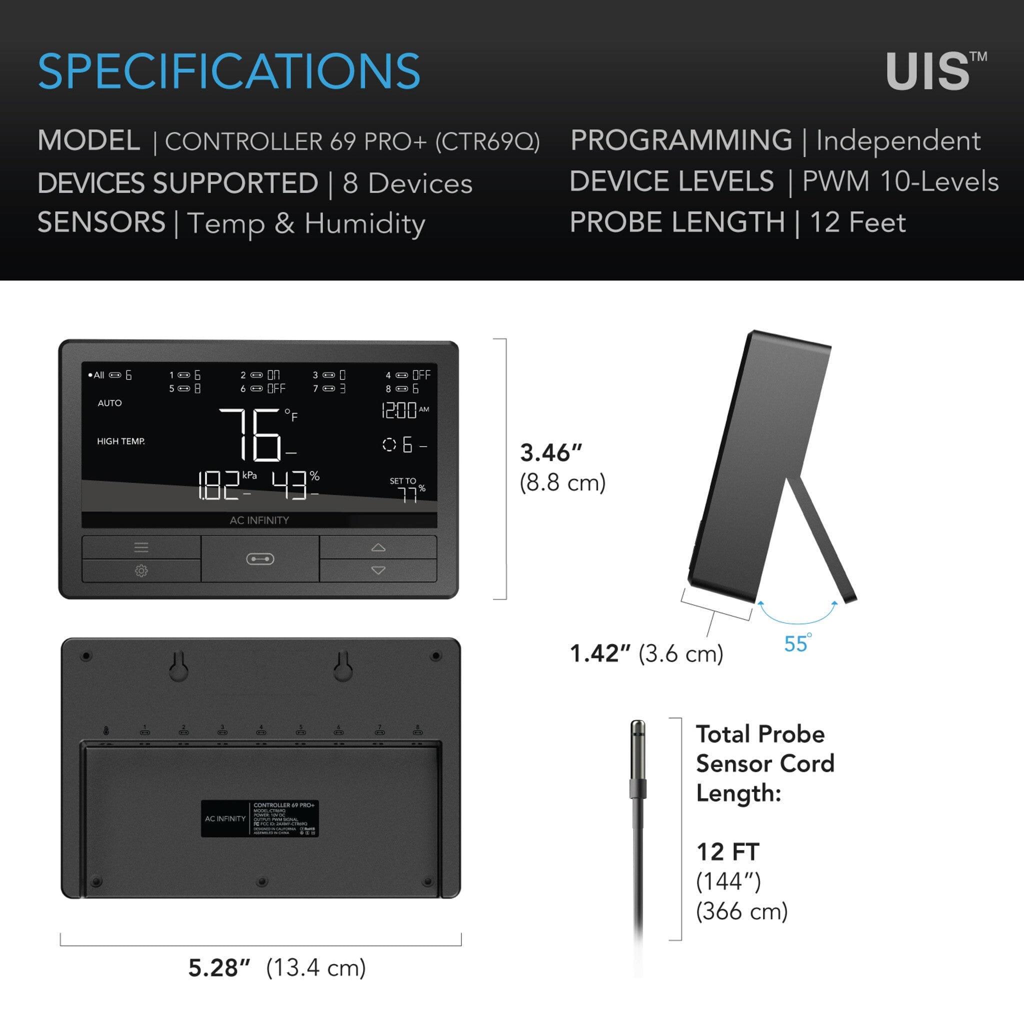 AC Infinity Controller 69 Pro+ WIFI / Bluetooth, Independent Programs for Eight Devices, Dynamic VPD, Temp, Humidity