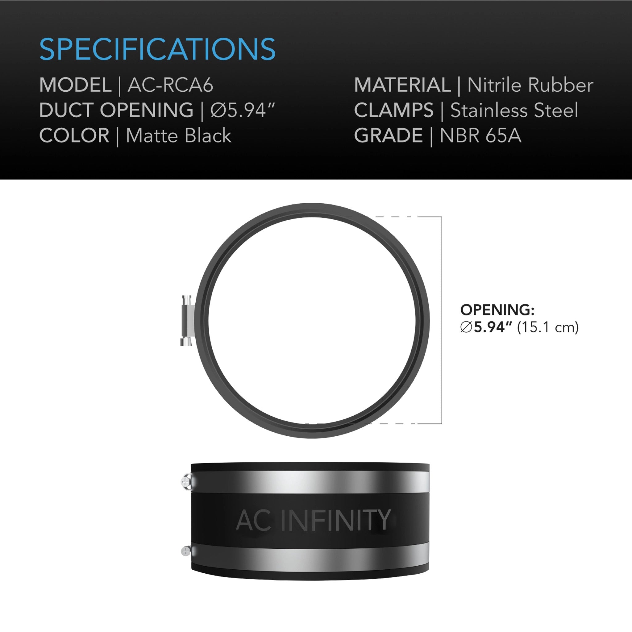 Noise Reduction Clamp, Duct Coupler with Stainless Steel Clamps