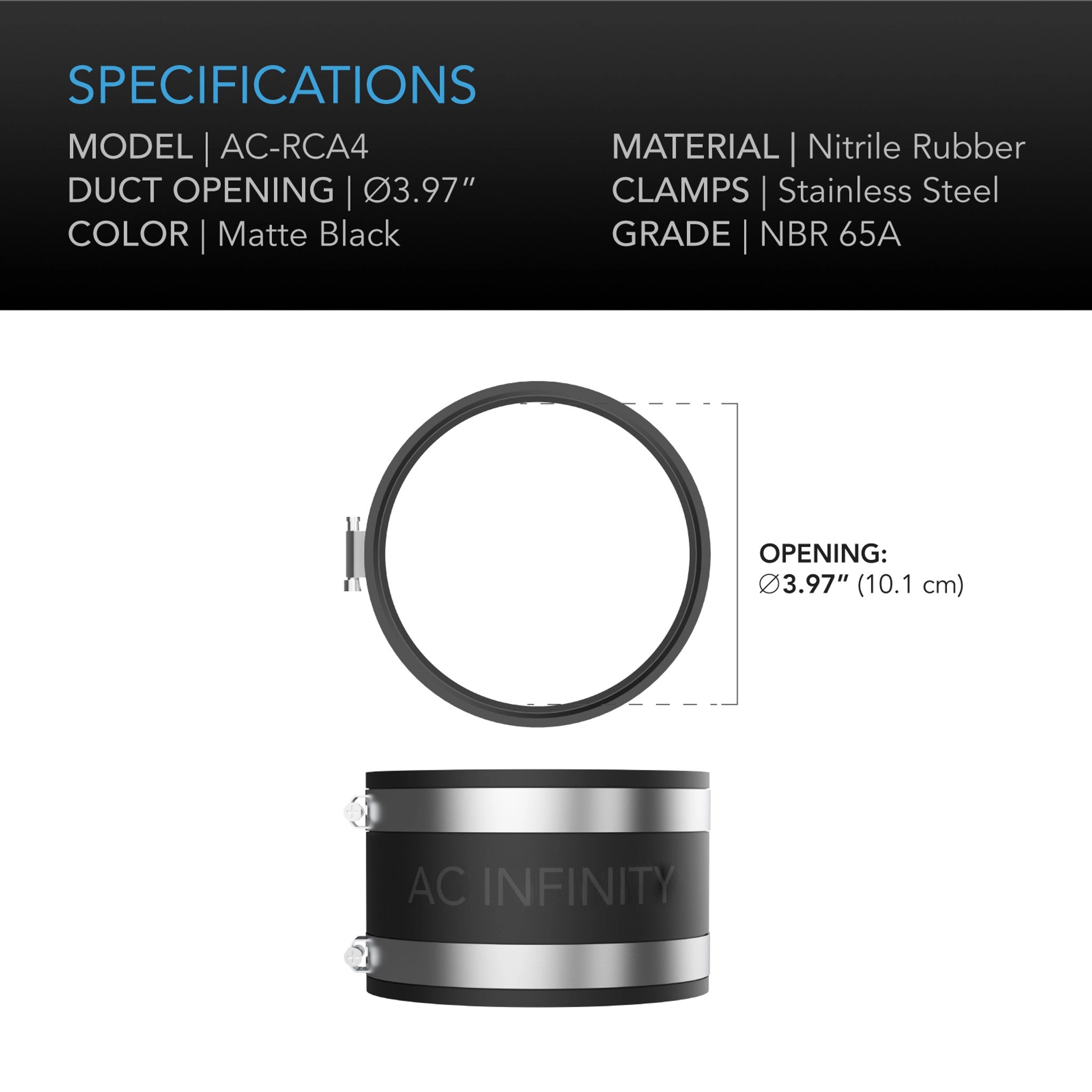Noise Reduction Clamp, Duct Coupler with Stainless Steel Clamps