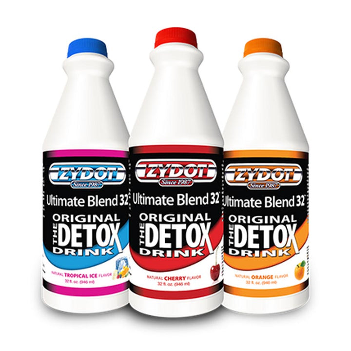 Zydot Ultimate Blend 32 detox drink 946mL ready-to-drink cleansing formula in Cherry Orange and Tropical Ice flavours
