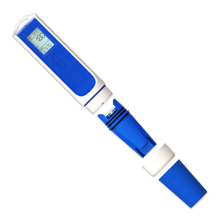 Blue and white Bluelab OnePen digital pH meter on a white background
