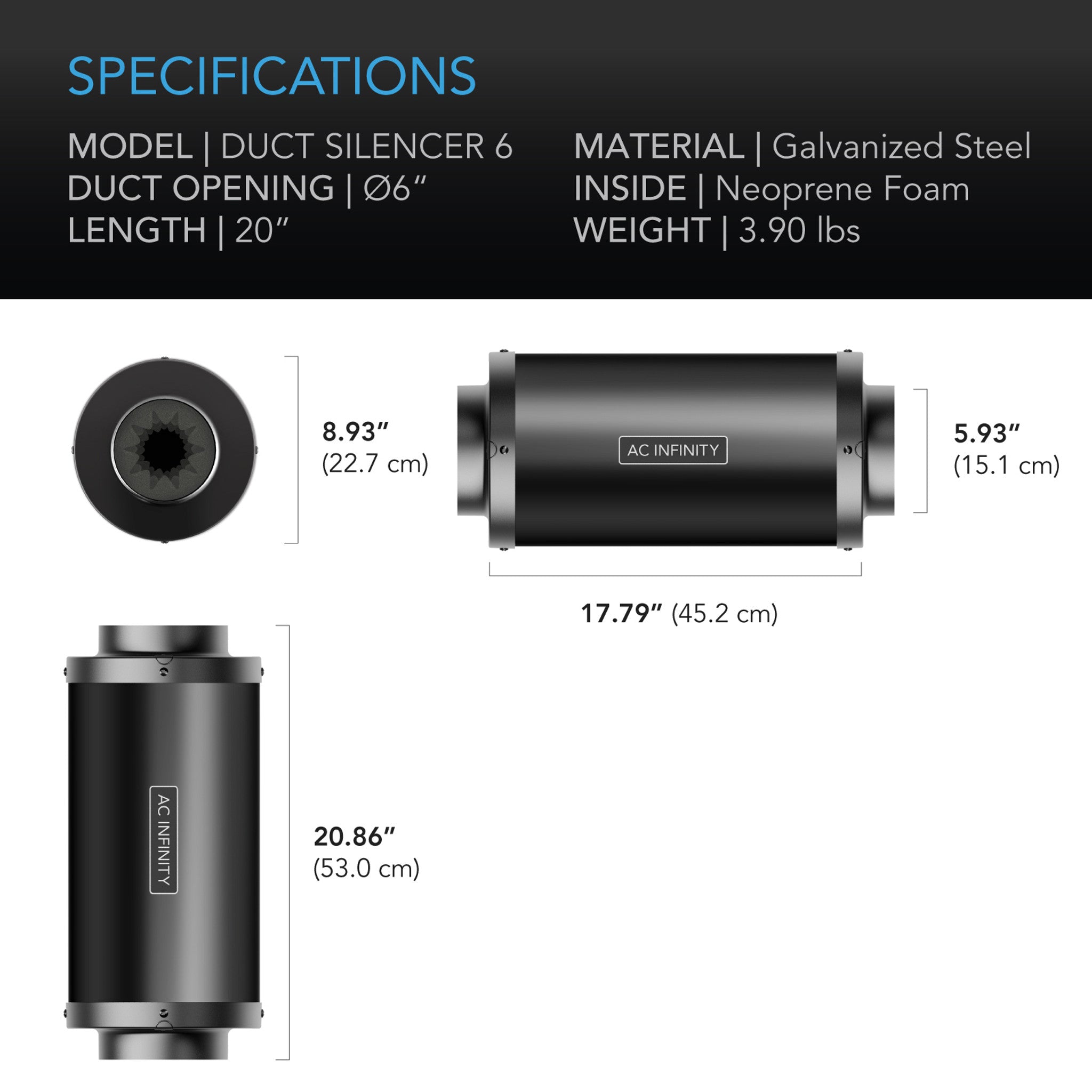 AC Infinity Inline Duct Fan Silencer
