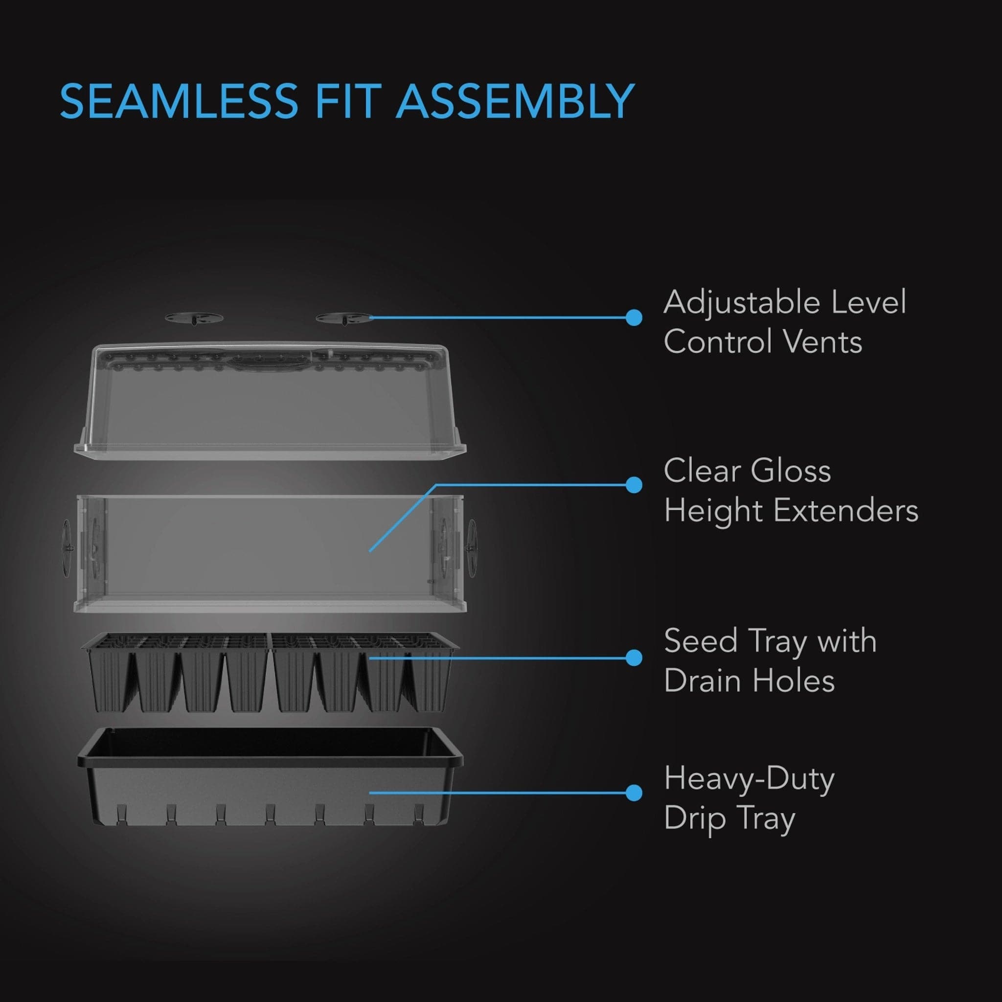Humidity Dome XL, Propagation Kit, 6x12 Cell Tray with Height Extension