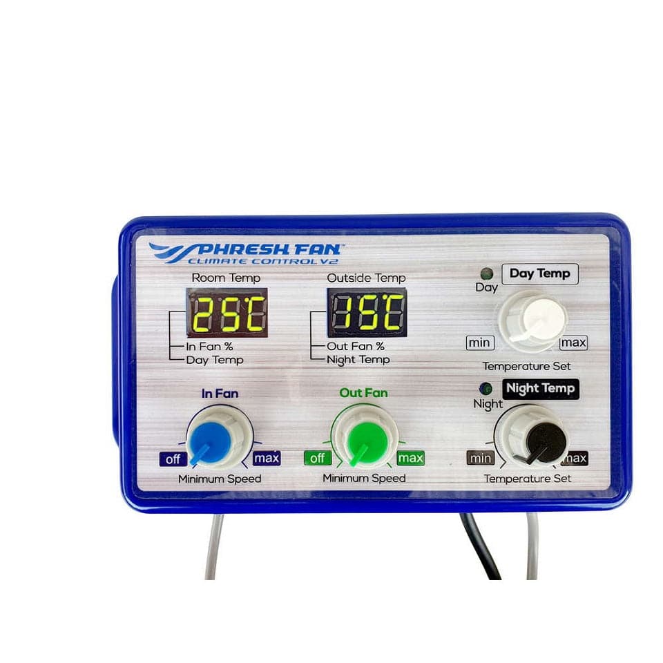 Phresh Hyper Fan Climate Control V2 for automatic temperature-controlled ventilation with dual fan management for Hyper Fan V2 systems.